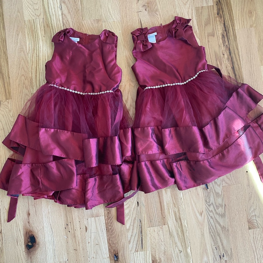 Matching Girls Crimson Holiday/Christmas Dresses size 8 and 10